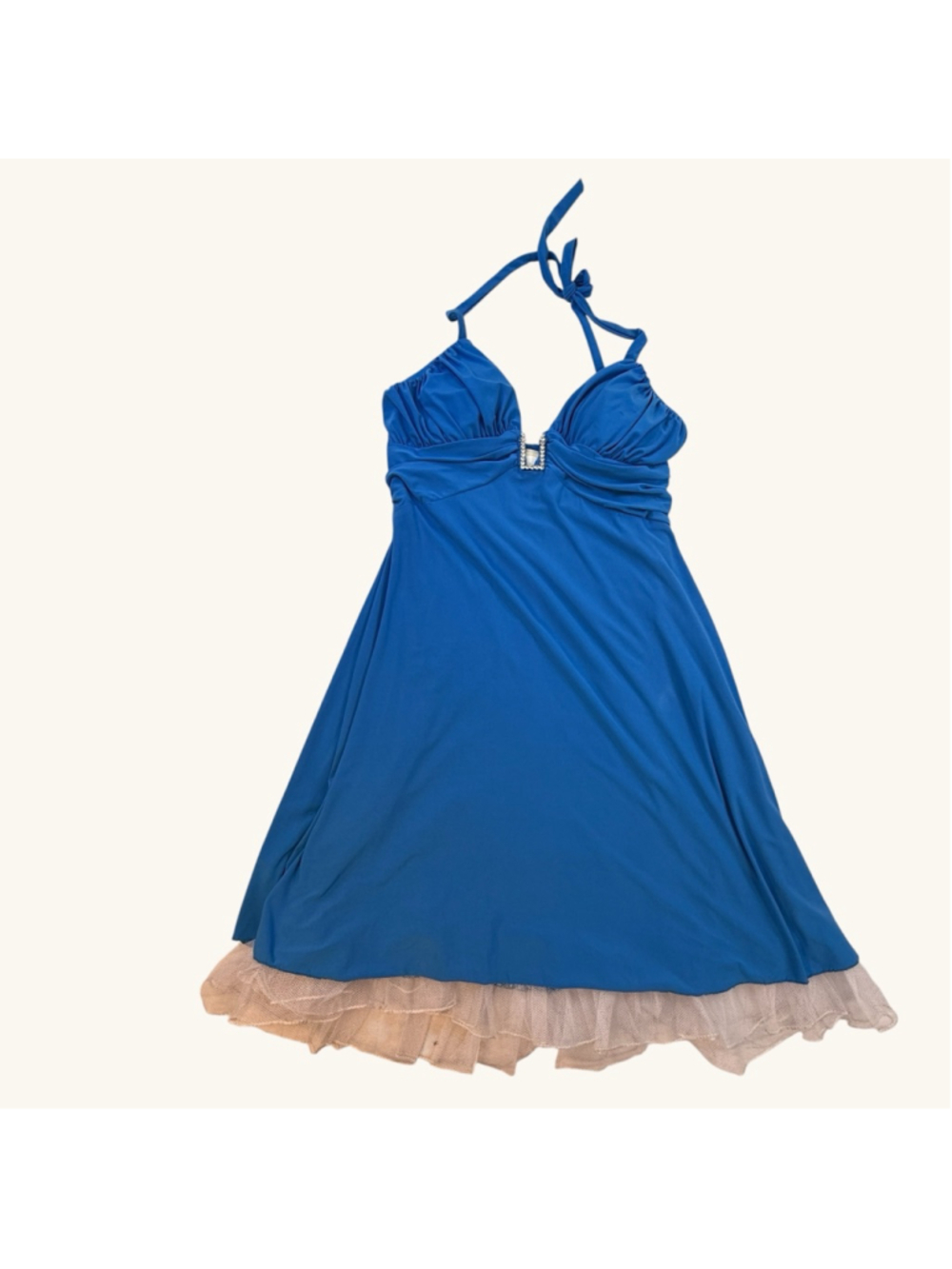JUNO Max Collection Blue Halter Swim Dress Cover Up Medium
